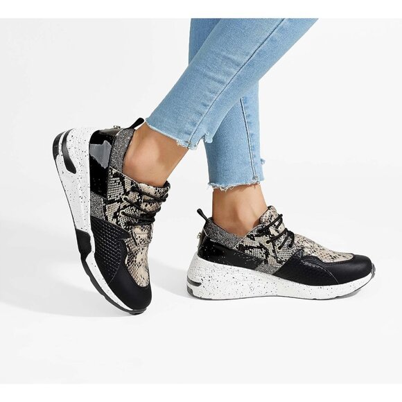 🆕Women Black High Heel Wedge Sneaker Fashion Cliff Platform Retro Lace Up Shoes - Picture 7 of 9